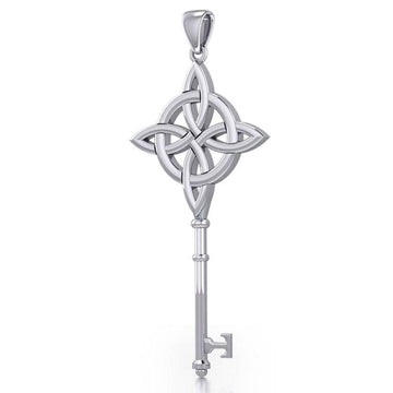 Celtic Four Point Knot Spiritual Enchantment Key Silver Pendant TPD5675 - Jewelry